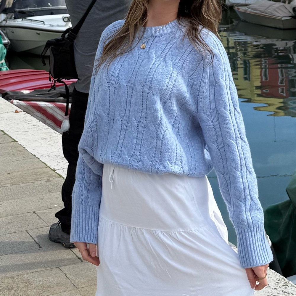 Abercrombie & Fitch Light Blue Cable Knit Sweater